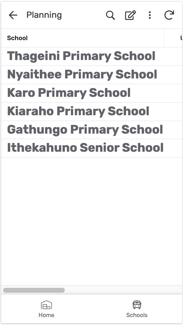 School list under the Thageini kitchen