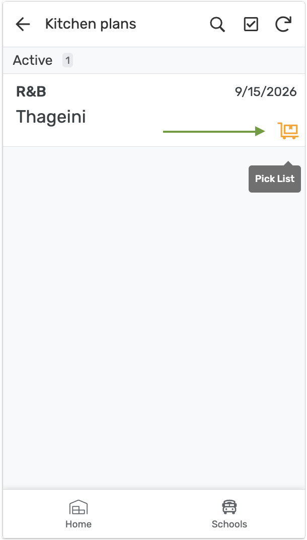 Plan now Active — Pick List icon highlighted